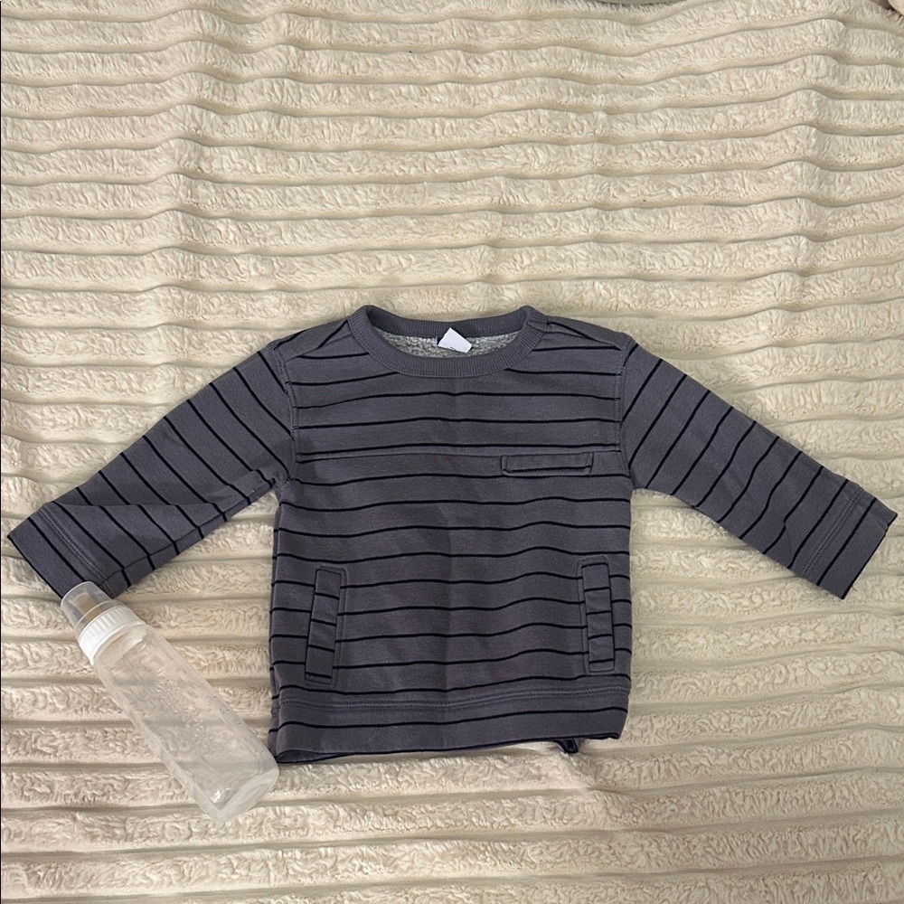 Old Navy Navy Striped Long Sleeve Tee
